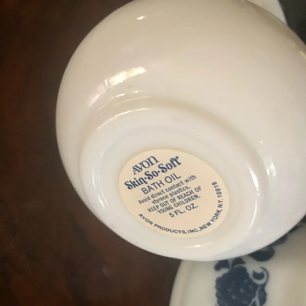 Vintage White & Blue Milk Glass Pitcher & Bowl